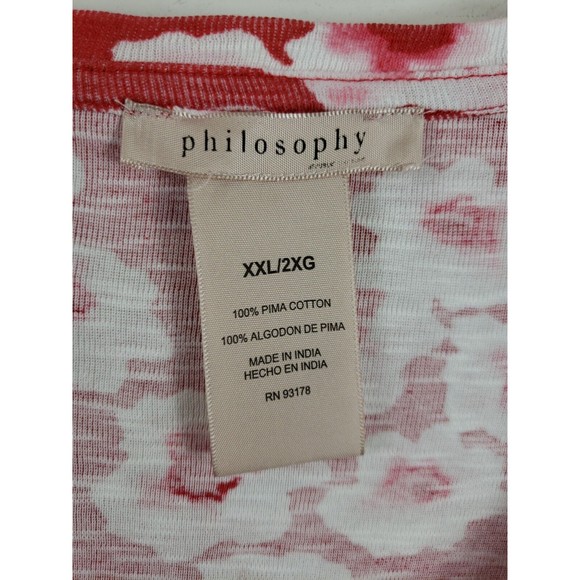 Philosophy 2XL Women's Short Sleeve V-Neck Shirt Ditsy Floral pima Cotton Blouse - Picture 2 of 6
